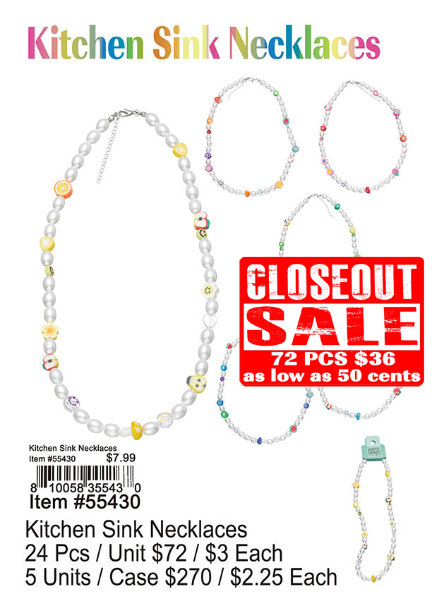 Kitchen Sink Necklaces - Closeout 72 Pcs.